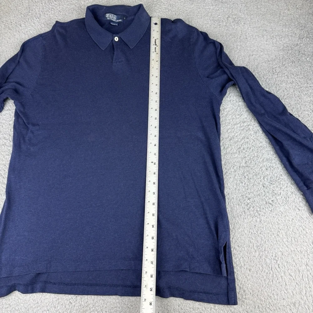 Polo Ralph Lauren Polo Shirt Long Sleeve Blue‎ Soft Thin Mens Large Vintage